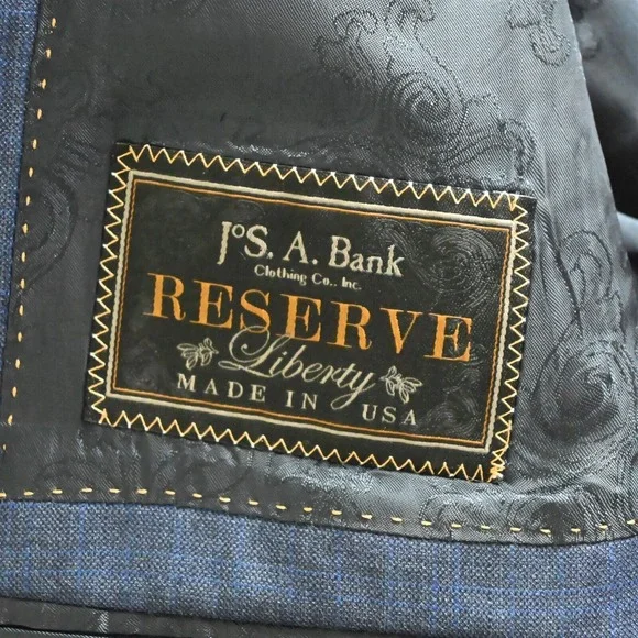 Jos A Bank Reserve 50R Blue‎ Plaid Reda Wool Soft Shoulder Blazer Sport Coat